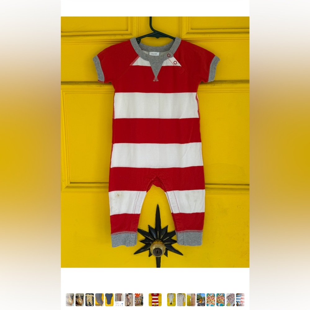 Red and White Striped Baby Romper Hanna Andersson